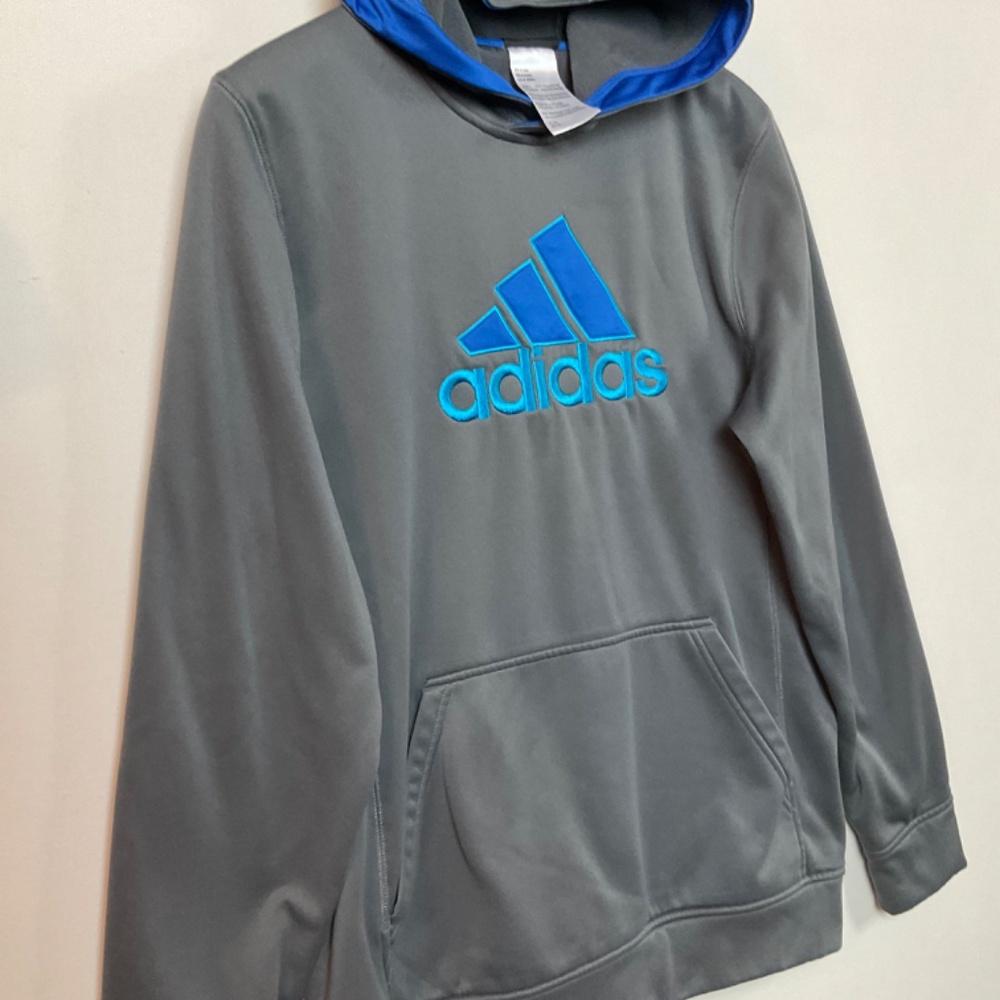 📦Adidas kids gray blue Hoodie Fair Cond. youth XL 18- CLEARANCE PRICED - Picture 2 of 11